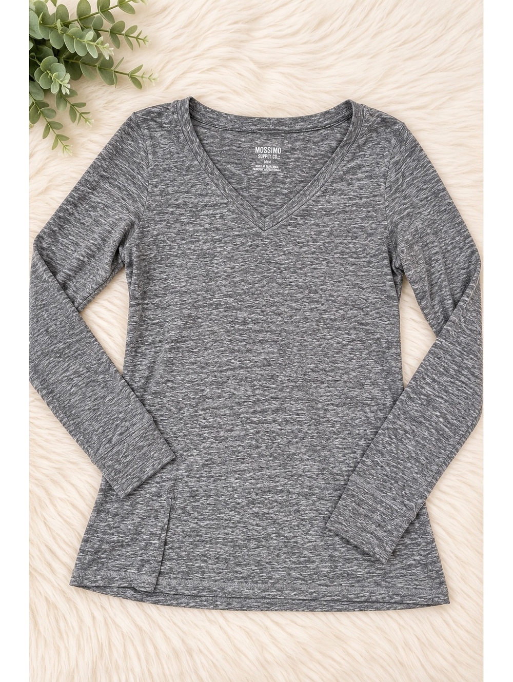Mossimo Supply Co. Women's Long Sleeve V-Neck T-Shirt Gray M/M